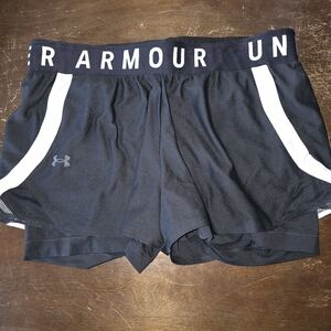 Under Armour Women's Black and White Athletic Shorts